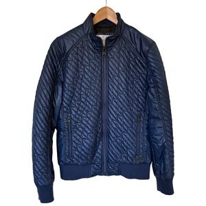 GUESS Los‎ Angeles Quilted Bomber Jacket Navy Blue Zip Up Women's Size S